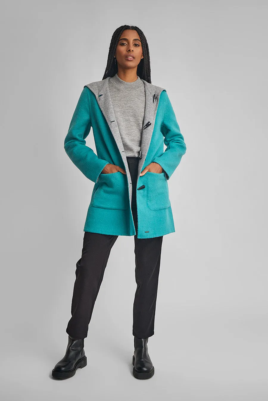 Anastasia Coat Wool & Baby Alpaca Color Beryl & Nuage