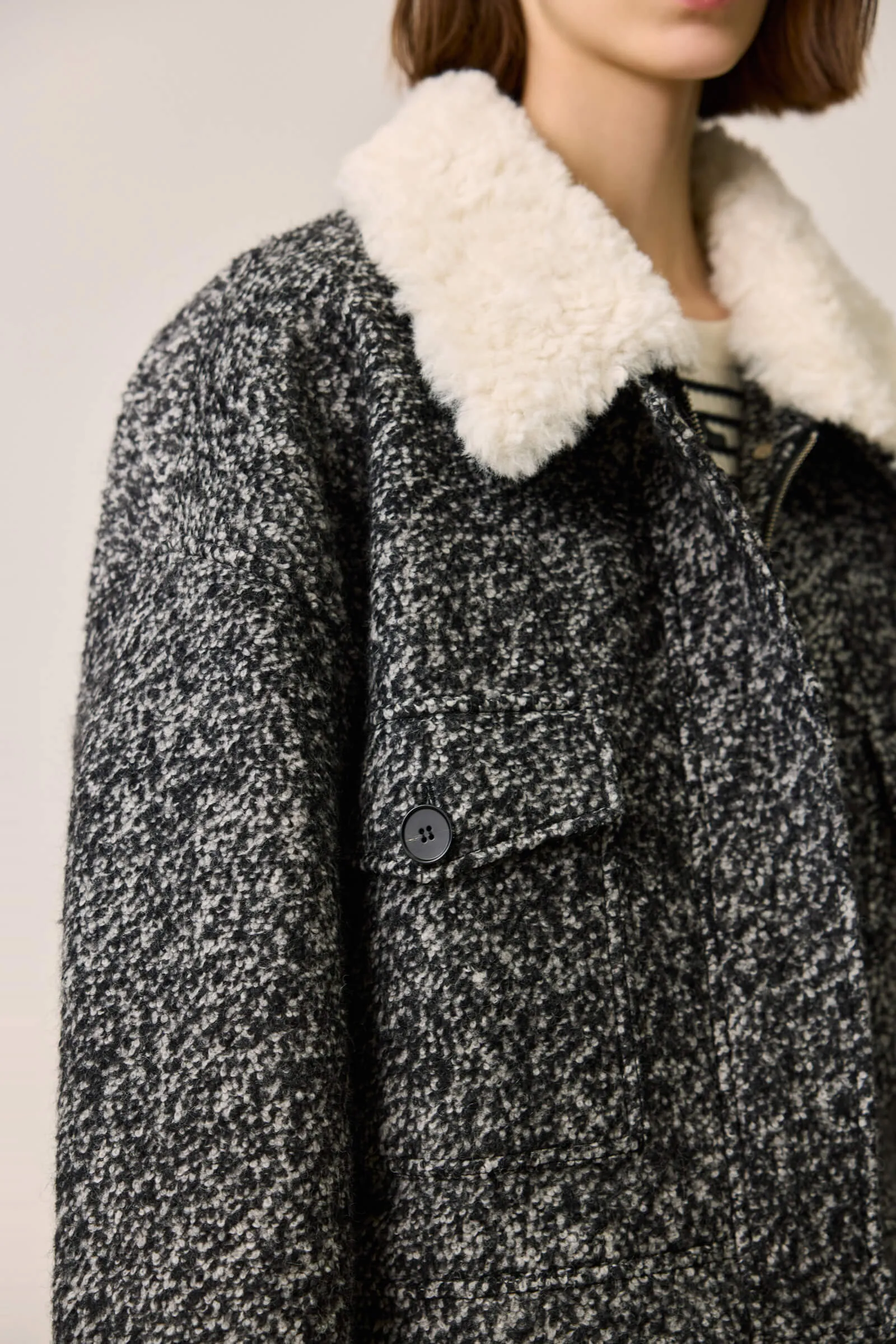 LILY Textured Lambswool Wool Coat