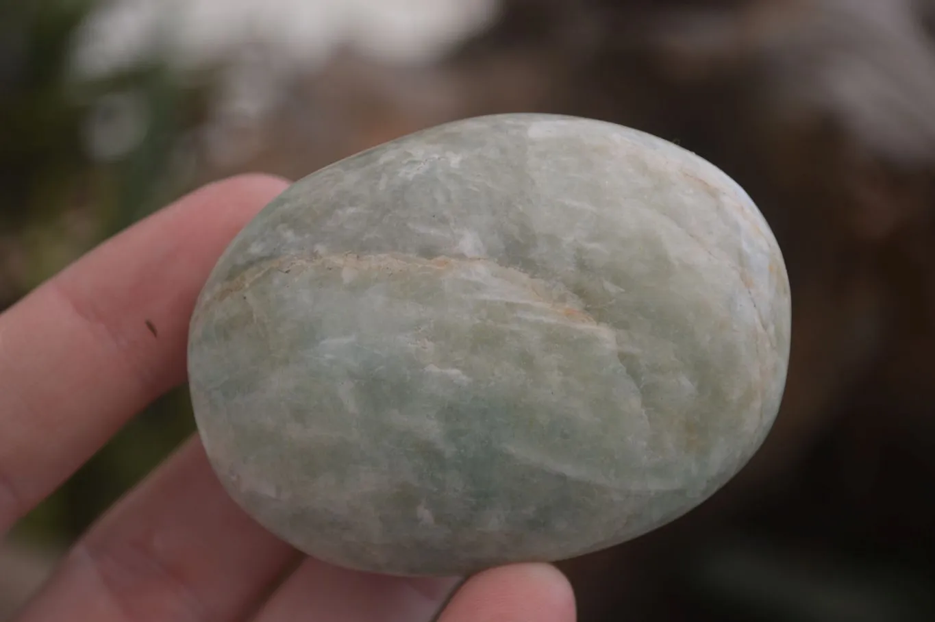 Polished Blue Amazonite Palm Stones  x 12 From Madagascar