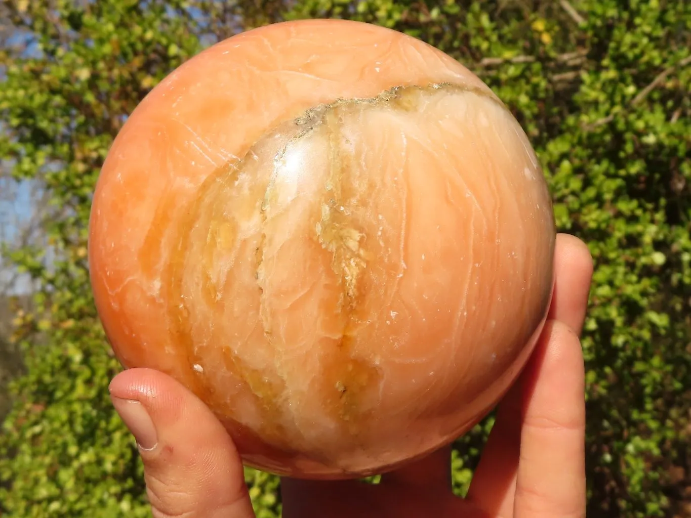 Polished Large Orange Twist Calcite Sphere  x 1 From Maevantanana, Madagascar