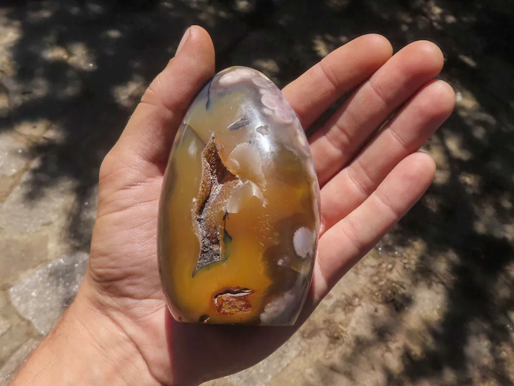 Polished Ocean  Flower Agate Standing Free Forms  x 6 From Madagascar