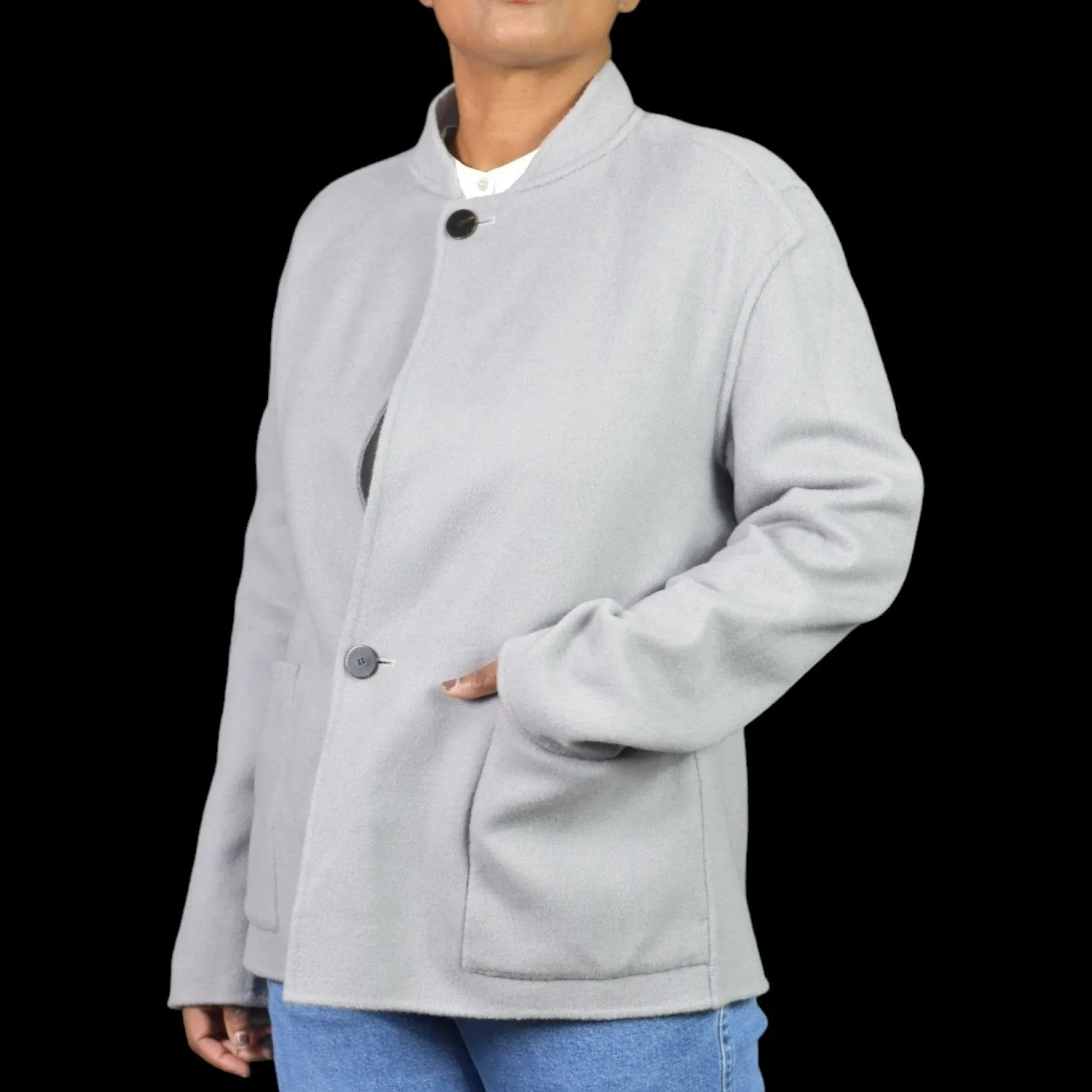 Theory Reversible Boy Coat Grey Boxy Double Face Wool Blend Soft Jacket Pockets Size Small